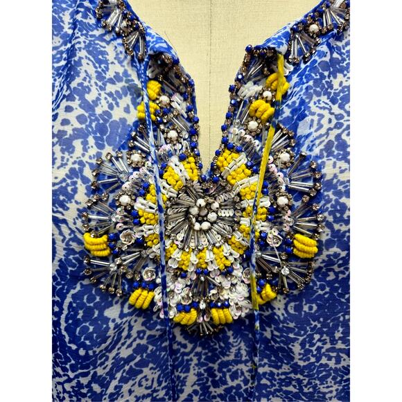Soft Surroundings Sheer Beaded Blouse PL โ Italian Riviera Vibes, Swim Cover-Up - Picture 2 of 7